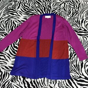 Ami knits vintage color block long sleeve cardigan sweater women’s plus size 18